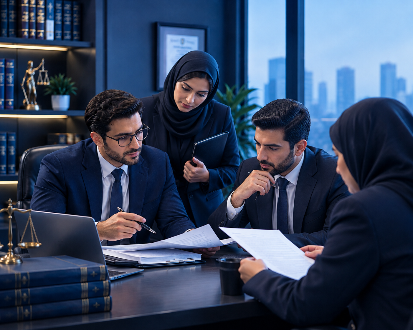 تیم وکلای وکیل‌موکل در حال بررسی پرونده